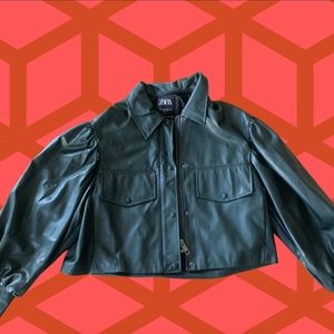 Zara Green Pleather Jacket